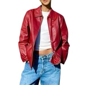 Vintage DIALOGUE 100% Leather Zip-Up Jacket. Size XS‎